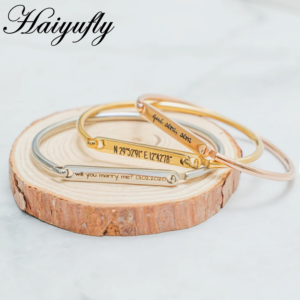 Coordinates Bracelet - Haiyufly Kazımayı Adı At Nalı Bilezik