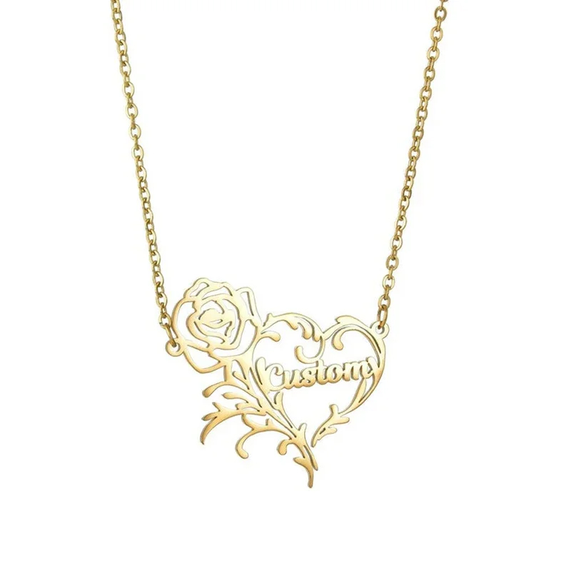 Özel ad gül kalp Charm kolye r - Birth Flower Necklace incelemesi ve fiyatı