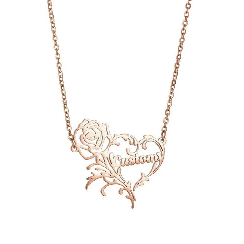 Özel ad gül kalp Charm kolye r - Birth Flower Necklace incelemesi ve fiyatı